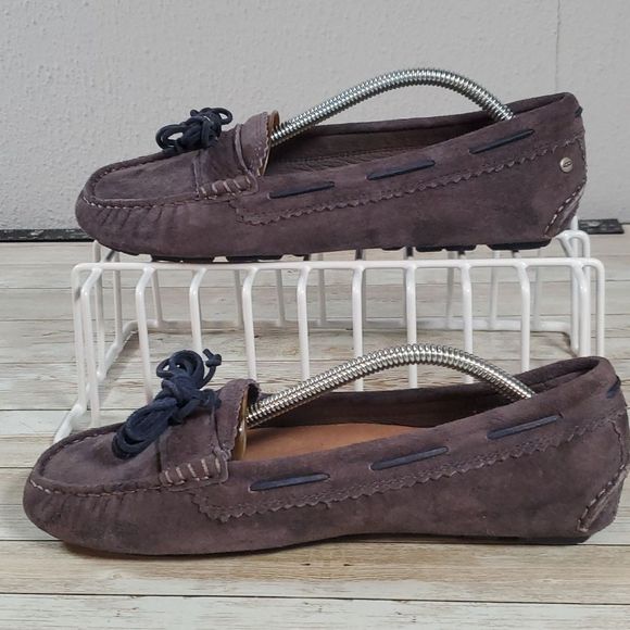 UGG Australia Meena II Moccasin Driving Loafers Slippers Grey & Blue Size 6 - Picture 2 of 10